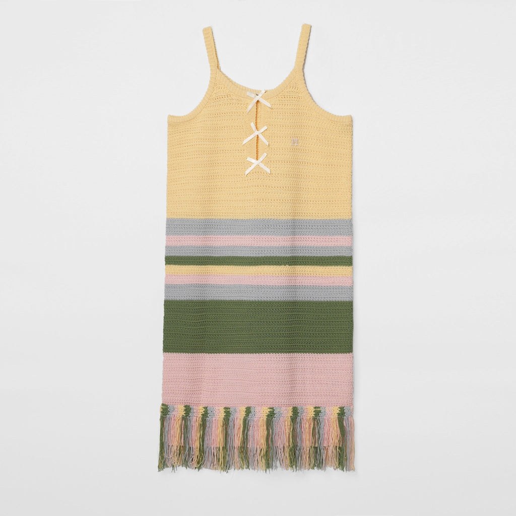 Striped Fringed Knit Dress - COPPING THREADS - MOROMORO