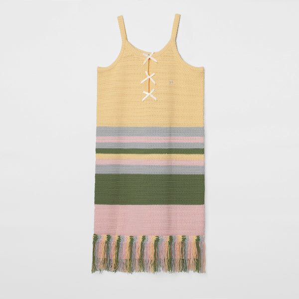 Striped Fringed Knit Dress - COPPING THREADS - MOROMORO