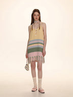 Striped Fringed Knit Dress - COPPING THREADS - MOROMORO