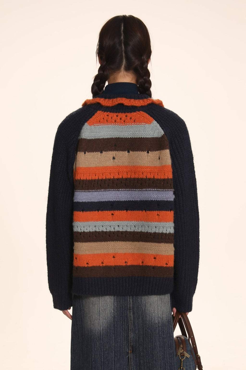 Striped Jacquard Loose Knitted Cardigan - COPPING THREADS - MOROMORO