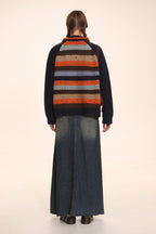 Striped Jacquard Loose Knitted Cardigan - COPPING THREADS - MOROMORO