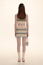 Striped Knit Embroidered Mini Skirt - COPPING THREADS - MOROMORO