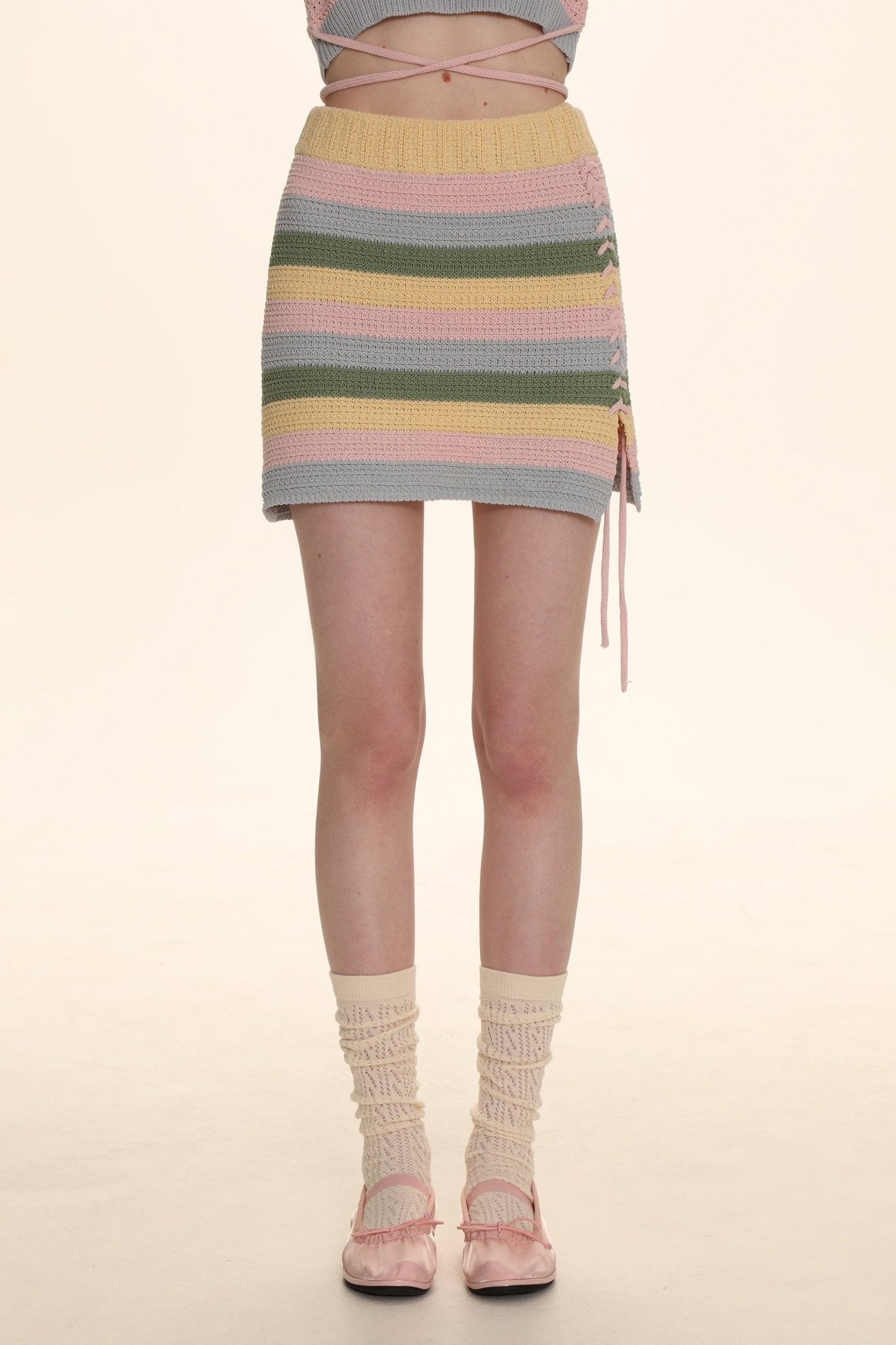 Striped Knit Embroidered Tank Top - COPPING THREADS - MOROMORO