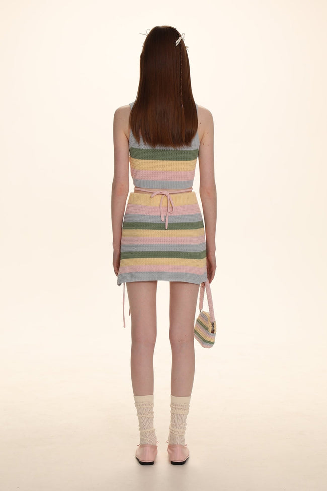 Striped Knit Embroidered Tank Top Main Image