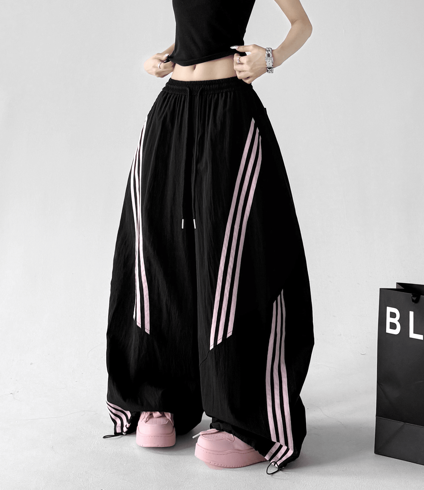 Striped Loose Drawstring Casual Pants - CT6683 - COPPING THREADS - CT Select