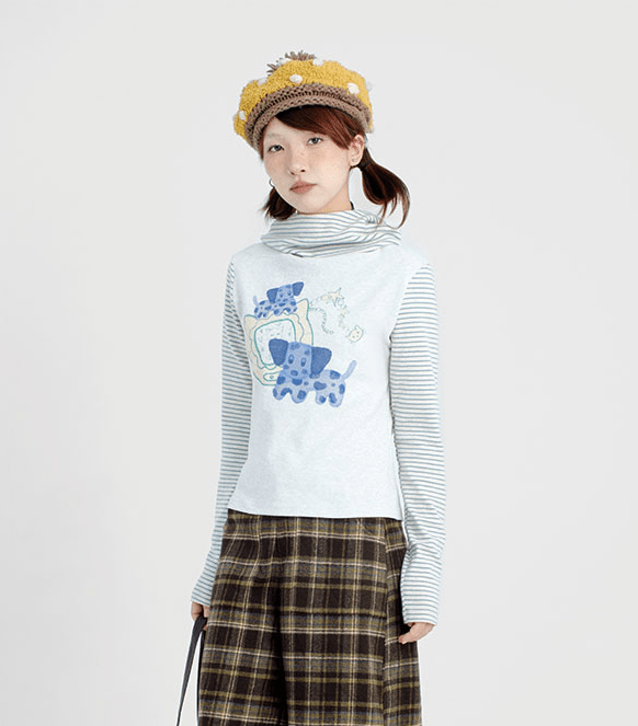 Striped Patchwork Hoodie - COPPING THREADS - CT Coquette Hover Image