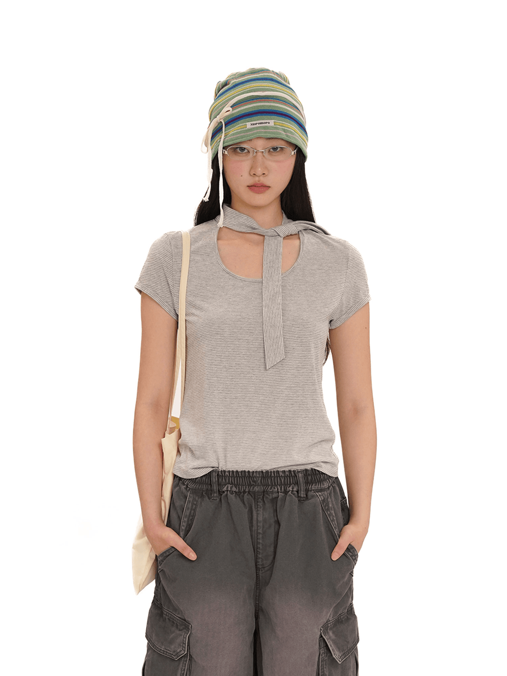 Striped Scarf - Neck Tee - COPPING THREADS - MOROMORO