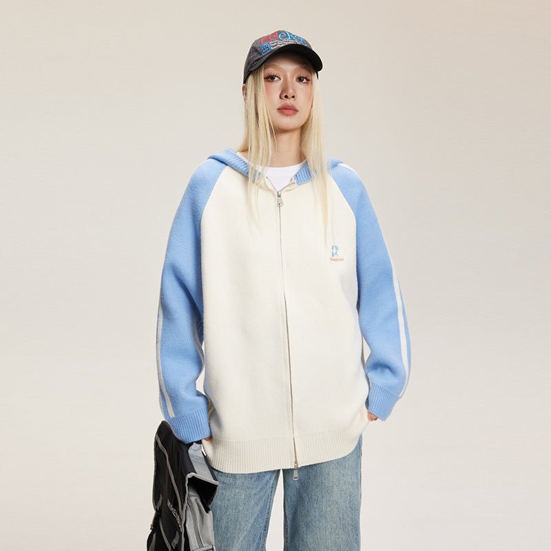 Striped Sleeves Colorblock Hoodie Sweater - COPPING THREADS - CATTEE