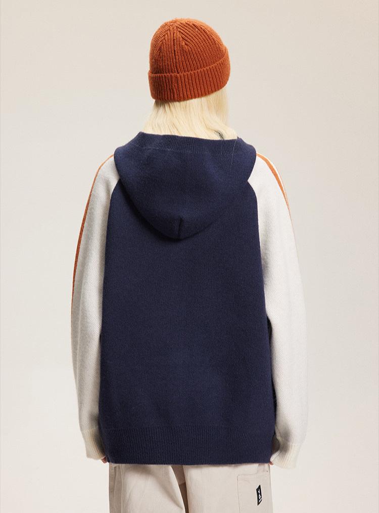 Striped Sleeves Colorblock Hoodie Sweater - COPPING THREADS - CATTEE