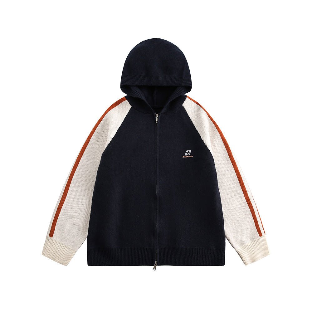 Striped Sleeves Colorblock Hoodie Sweater - COPPING THREADS - CATTEE