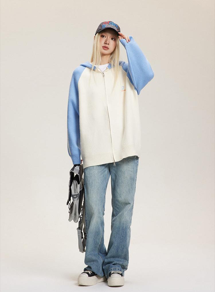 Striped Sleeves Colorblock Hoodie Sweater - COPPING THREADS - CATTEE