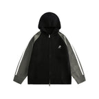 Striped Sleeves Colorblock Hoodie Sweater - COPPING THREADS - CATTEE