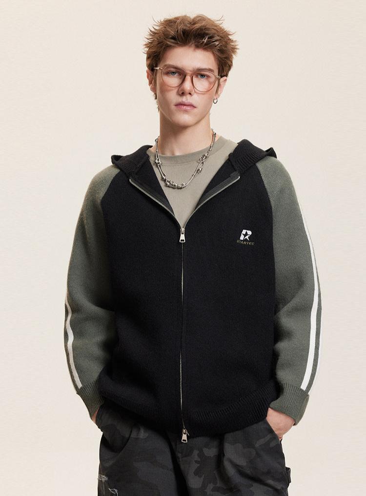 Striped Sleeves Colorblock Hoodie Sweater - COPPING THREADS - CATTEE