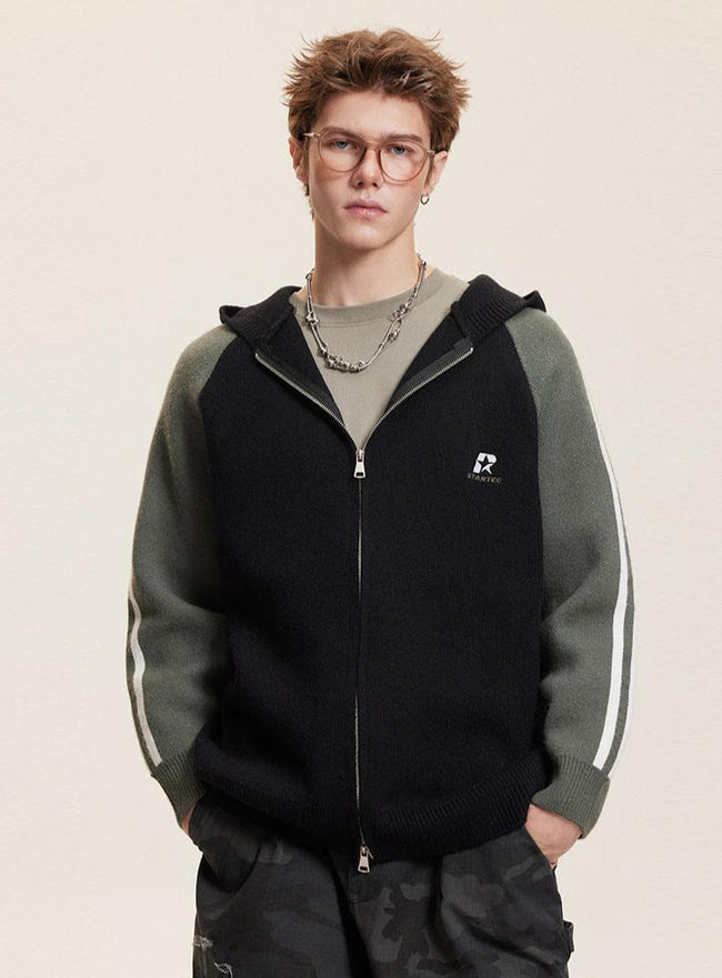 Striped Sleeves Colorblock Hoodie Sweater Main Image