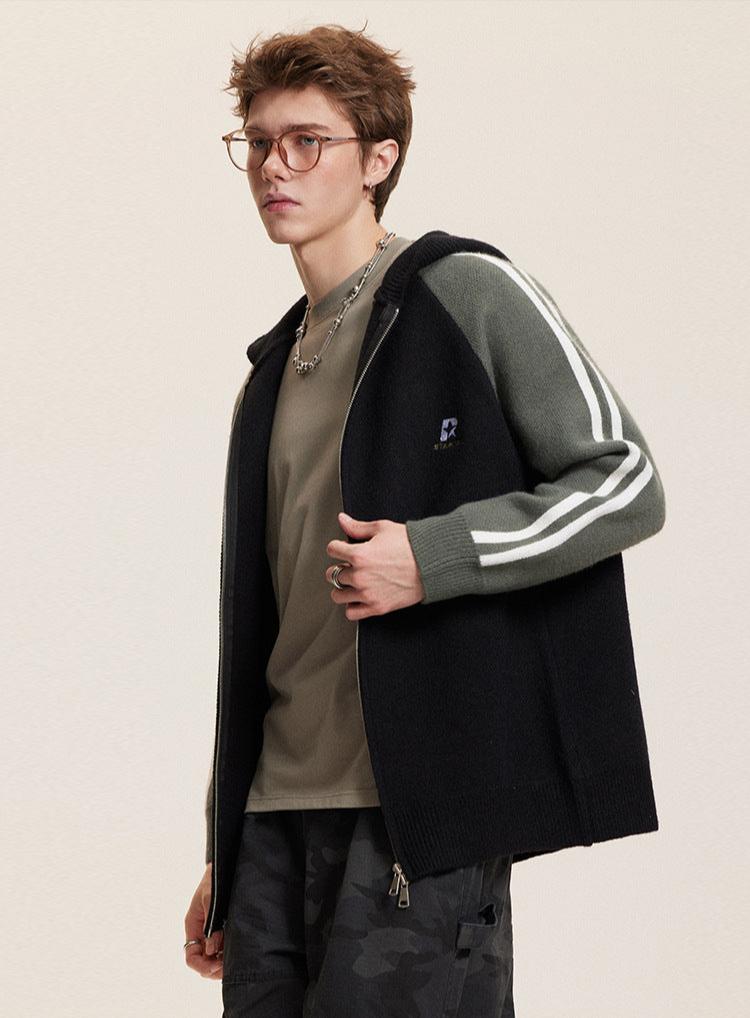 Striped Sleeves Colorblock Hoodie Sweater - COPPING THREADS - CATTEE