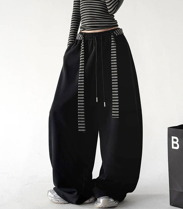 Striped-Tie Rounded Wide-Leg Sweatpants - COPPING THREADS - CT ORIGINALS