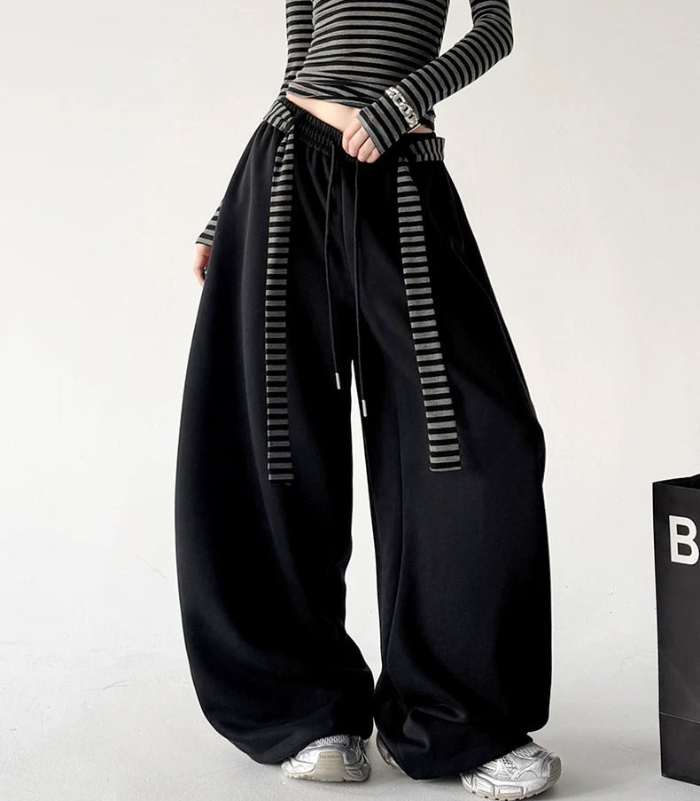 Striped-Tie Rounded Wide-Leg Sweatpants - COPPING THREADS - CT ORIGINALS