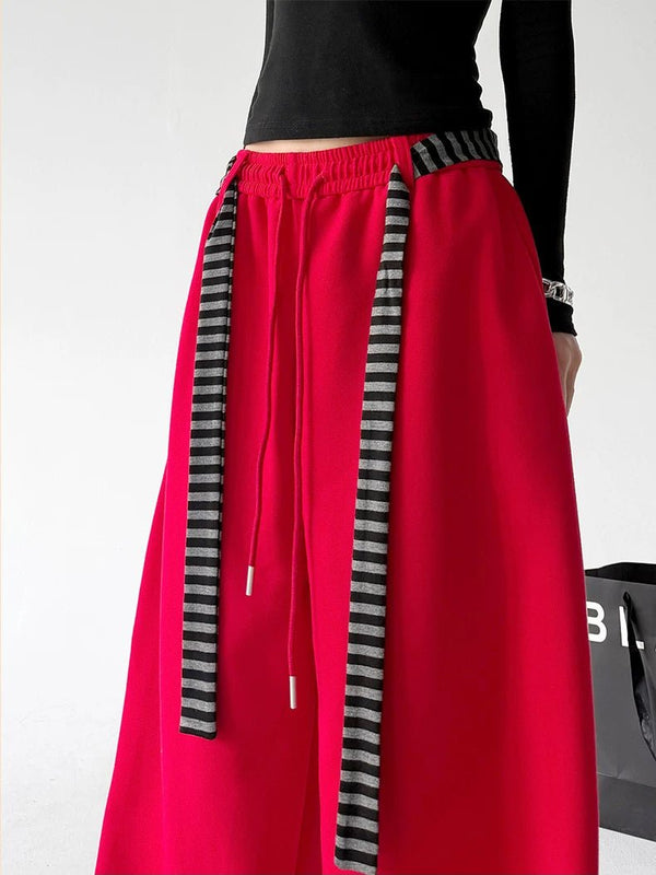 Striped-Tie Rounded Wide-Leg Sweatpants - COPPING THREADS - CT ORIGINALS