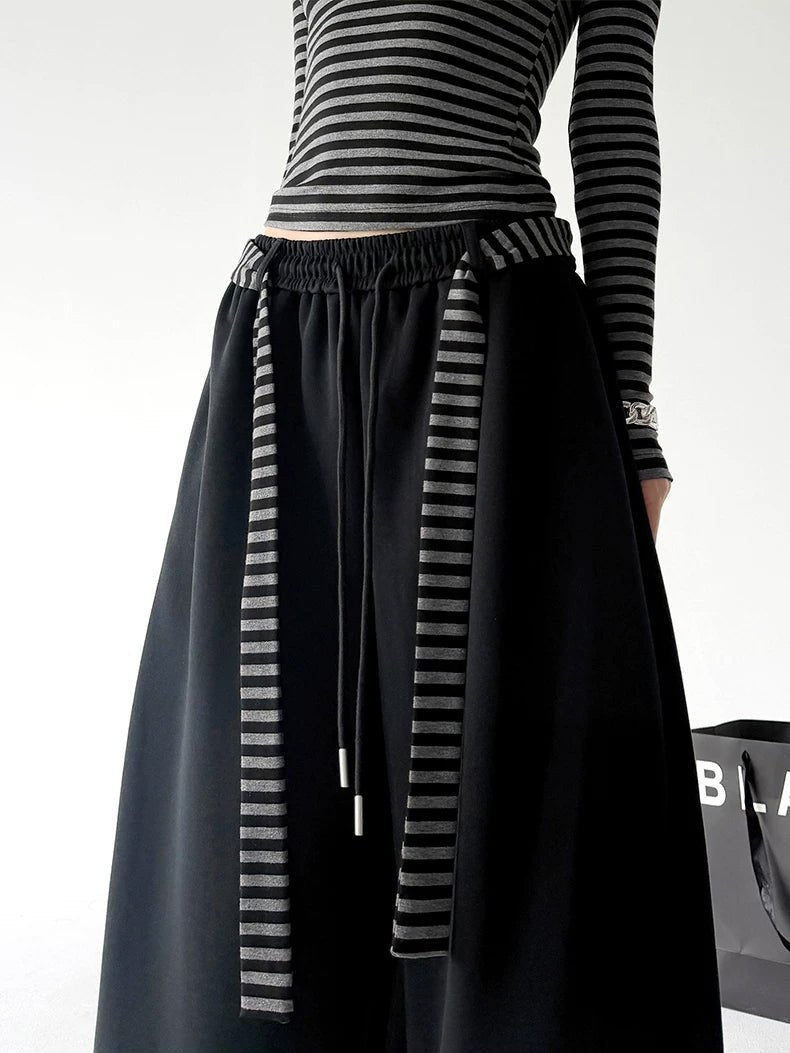 Striped-Tie Rounded Wide-Leg Sweatpants - COPPING THREADS - CT ORIGINALS
