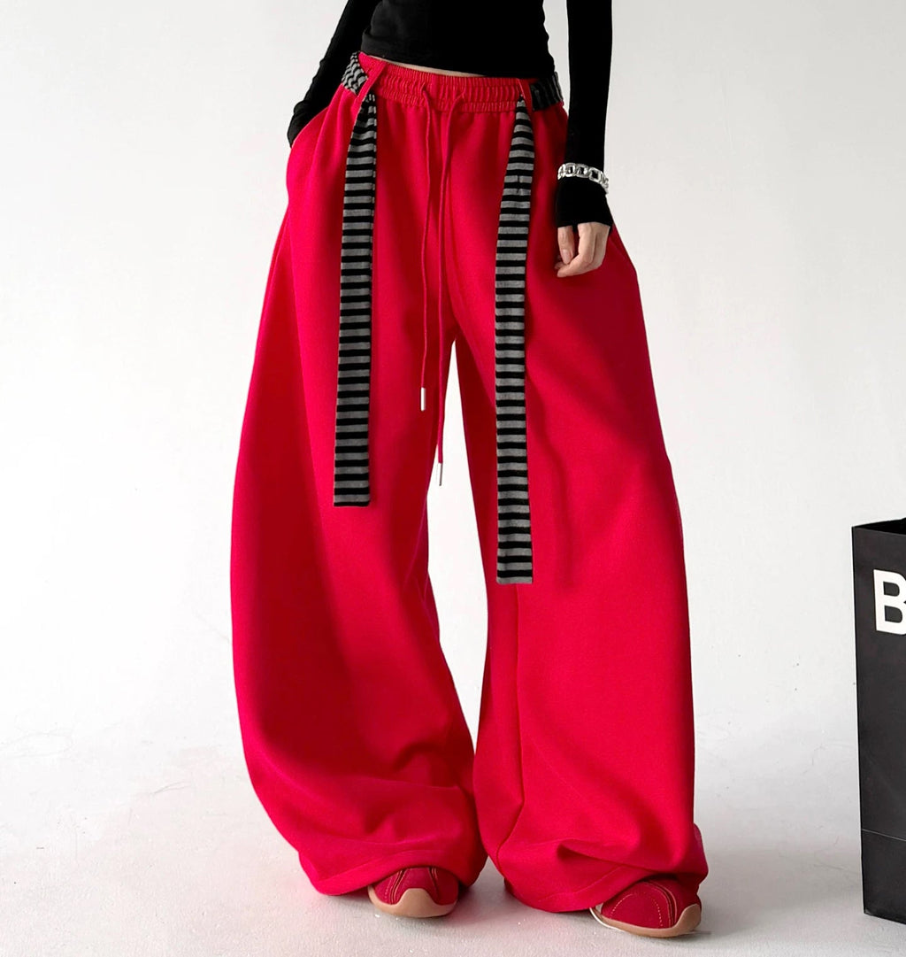 Striped-Tie Rounded Wide-Leg Sweatpants - COPPING THREADS - CT ORIGINALS