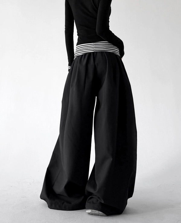 Striped-Waist Wide-Leg Pants - COPPING THREADS - CT ORIGINALS