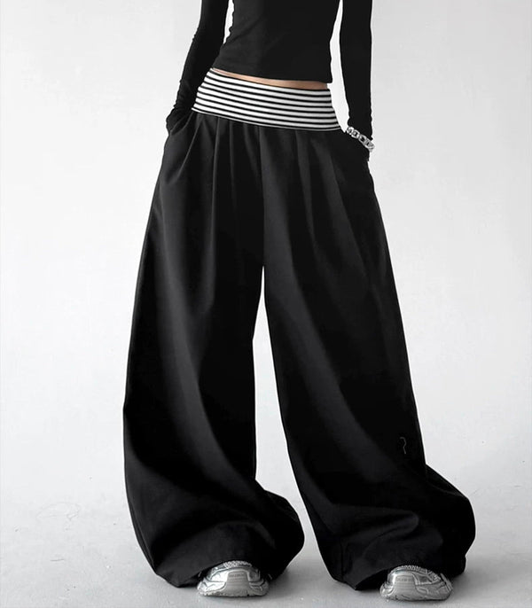 Striped-Waist Wide-Leg Pants - COPPING THREADS - CT ORIGINALS