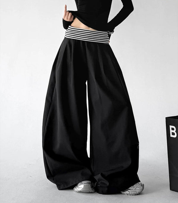 Striped-Waist Wide-Leg Pants - COPPING THREADS - CT ORIGINALS