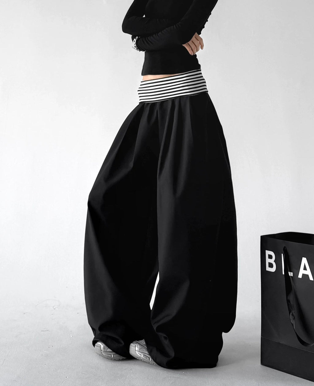 Striped-Waist Wide-Leg Pants - COPPING THREADS - CT ORIGINALS