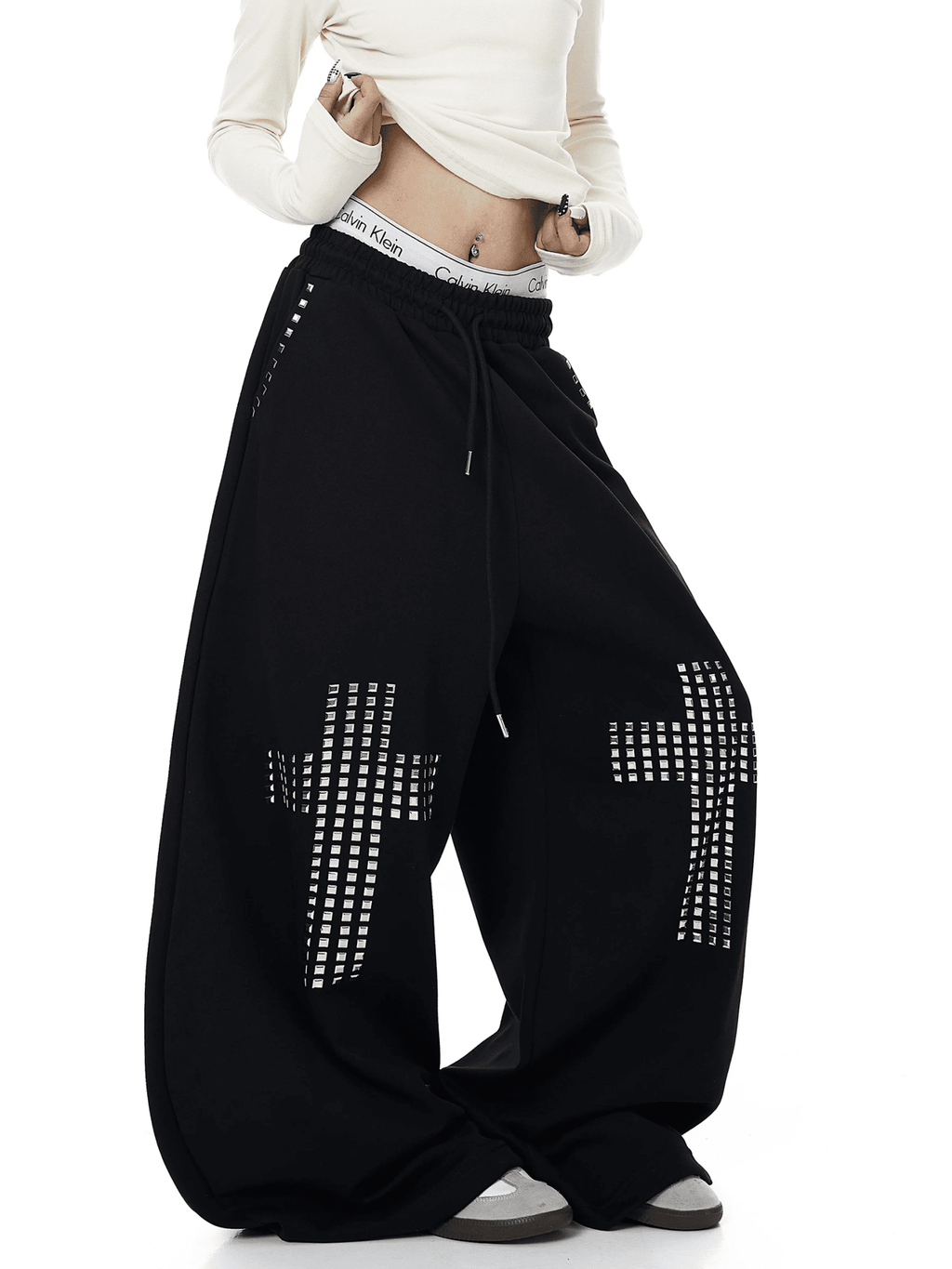 Studded Cross Wide - Leg Sweatpants - COPPING THREADS - CT Select