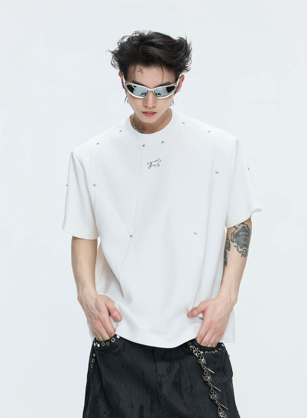 Studded Deconstructed Boxy T-Shirt - COPPING THREADS - Argue Culture