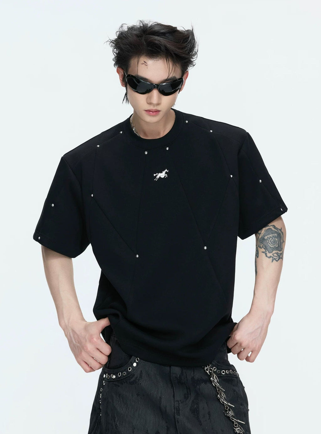 Studded Deconstructed Boxy T-Shirt - COPPING THREADS - Argue Culture