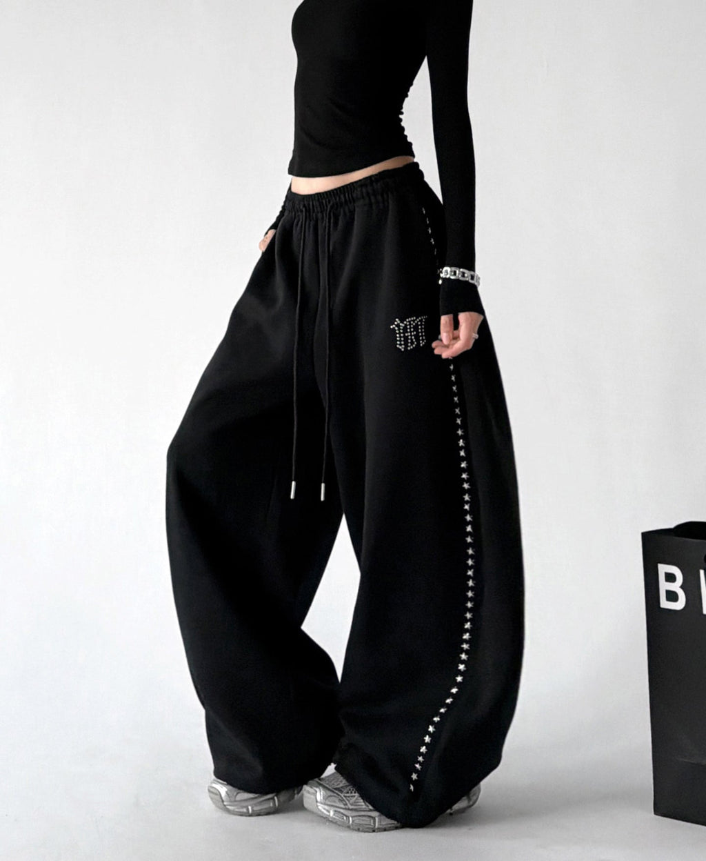 Studded Side-Seam Balloon Sweatpants - CT66211 - COPPING THREADS - CT ORIGINALS