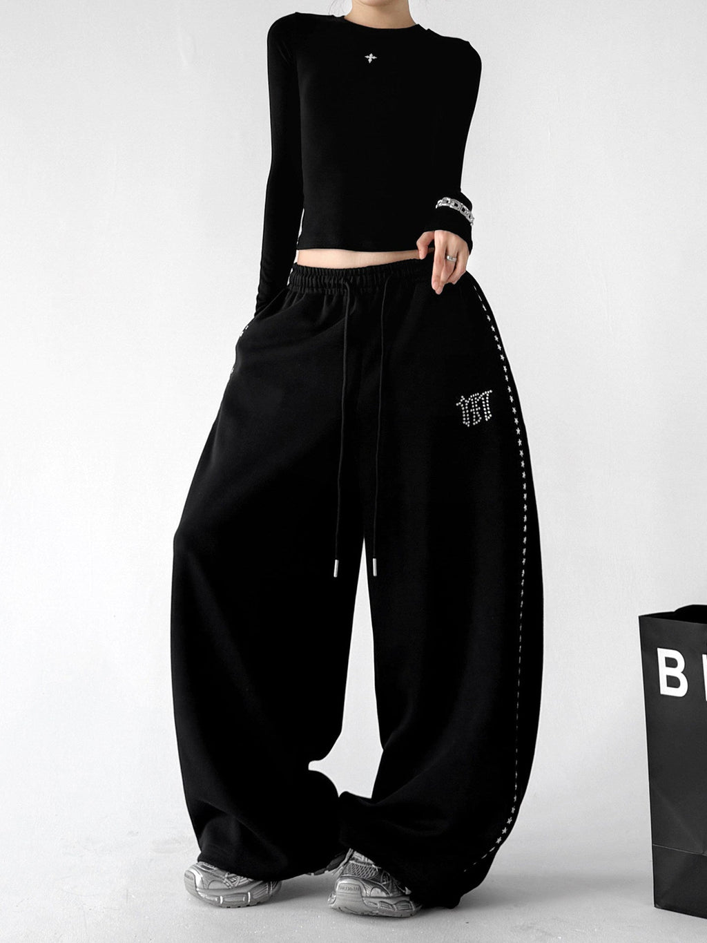 Studded Side-Seam Balloon Sweatpants - CT66211 - COPPING THREADS - CT ORIGINALS