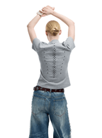 Studded Spine Embroidery Fitted Tee - COPPING THREADS - ArguE CulturE