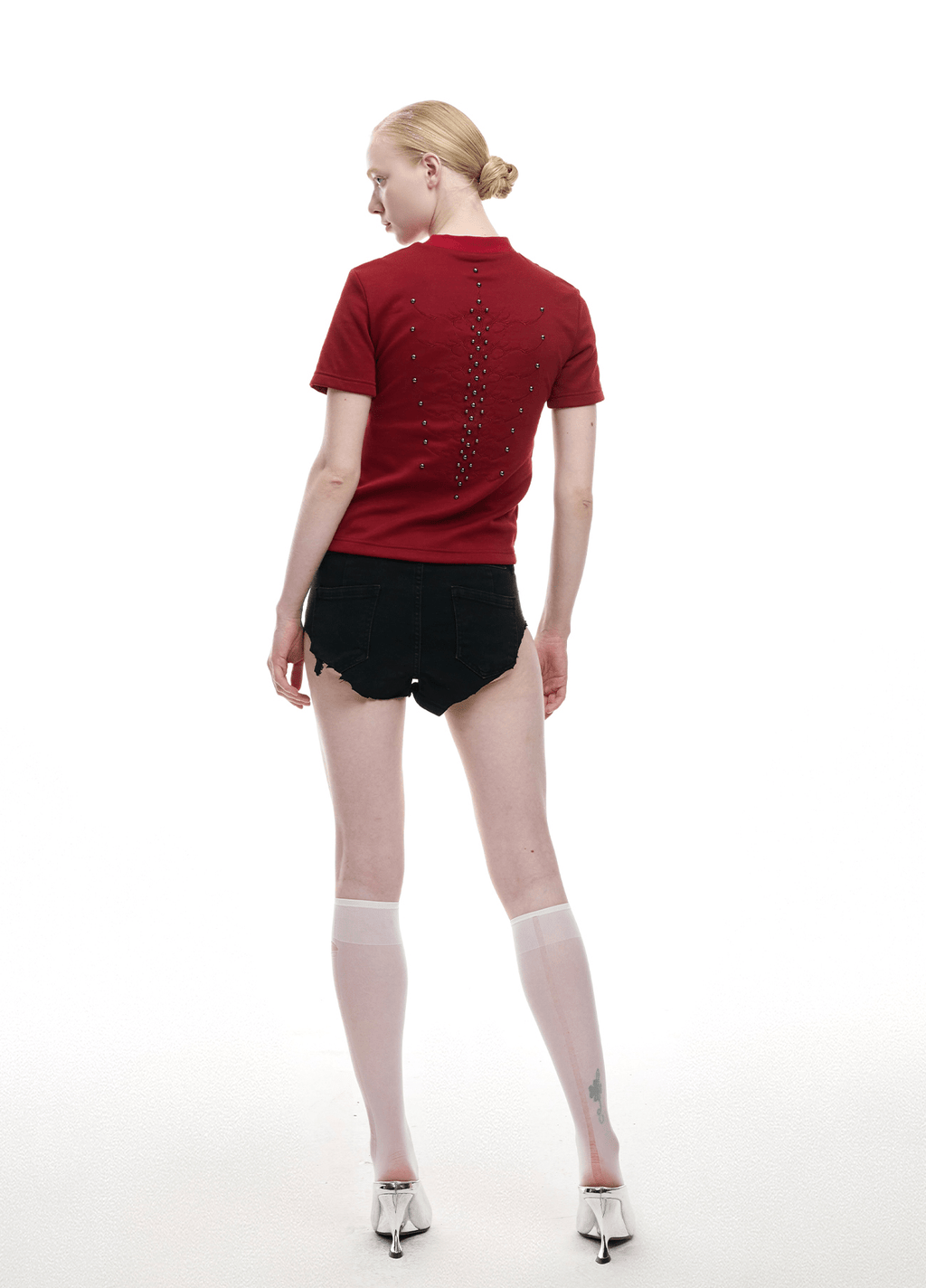 Studded Spine Embroidery Fitted Tee - COPPING THREADS - ArguE CulturE