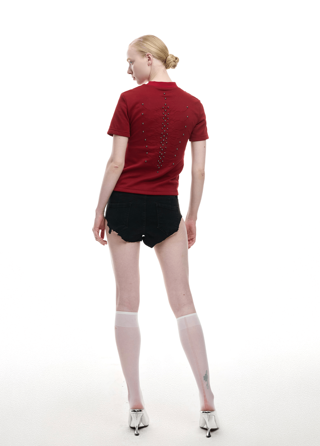 Studded Spine Embroidery Fitted Tee - COPPING THREADS - ArguE CulturE