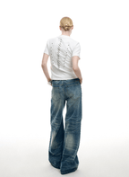 Studded Spine Embroidery Fitted Tee - COPPING THREADS - ArguE CulturE