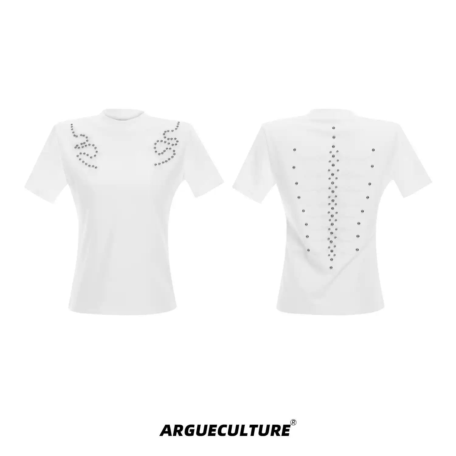 Studded Spine Embroidery Fitted Tee - COPPING THREADS - ArguE CulturE