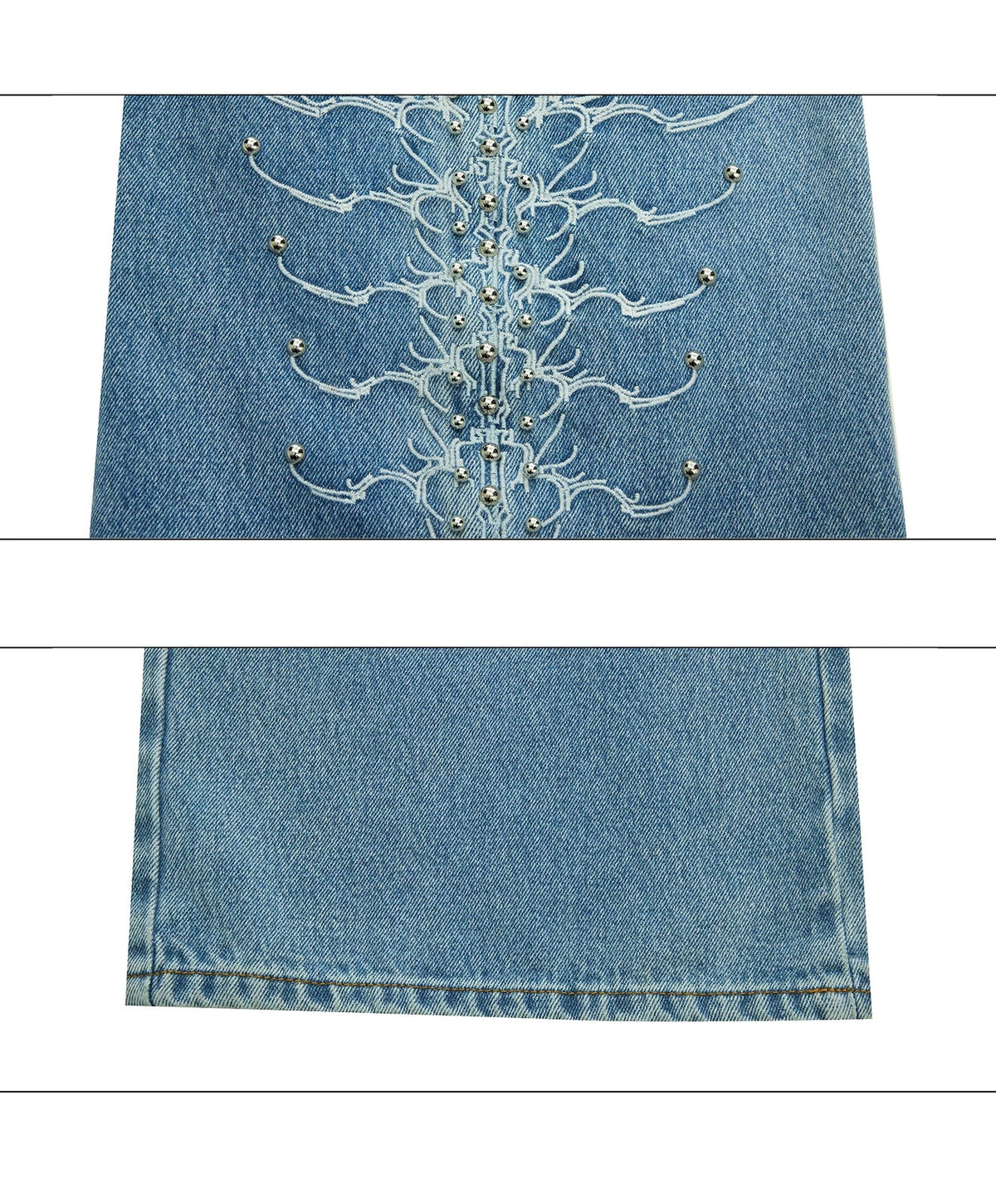 Studded Spine-Panel Washed Jeans - COPPING THREADS - Argue Culture