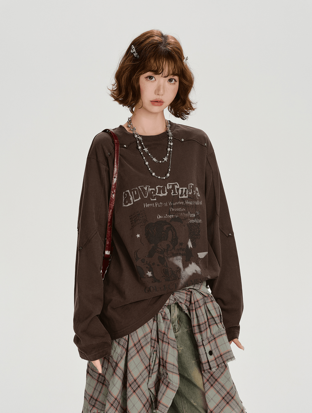 Studded Vintage Graphic Long Sleeve Tee - COPPING THREADS - CHICISLAND