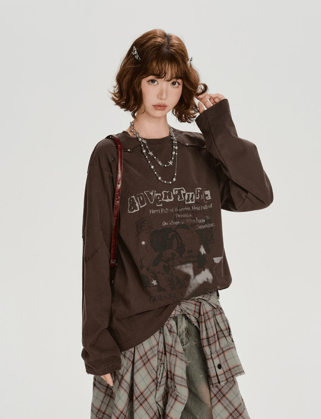 Studded Vintage Graphic Long Sleeve Tee - COPPING THREADS - CHICISLAND