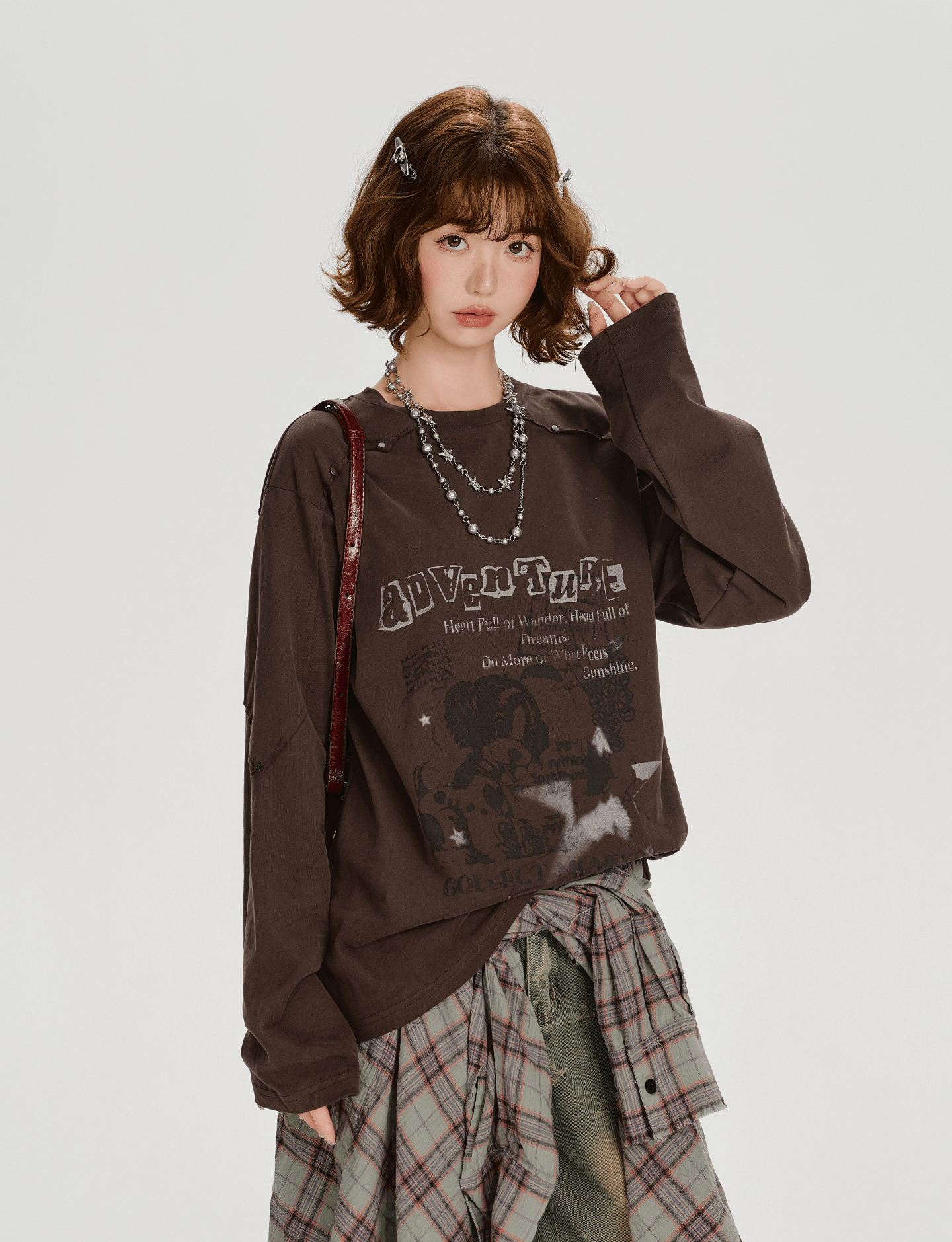 Studded Vintage Graphic Long Sleeve Tee - COPPING THREADS - CHICISLAND
