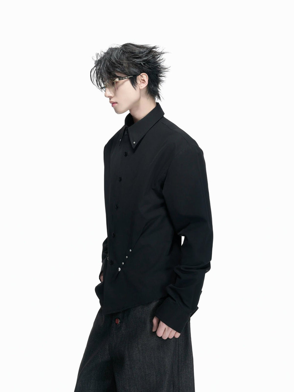 Studded Waist-Shaped Puff-Sleeve Shirt - COPPING THREADS - Argue Culture