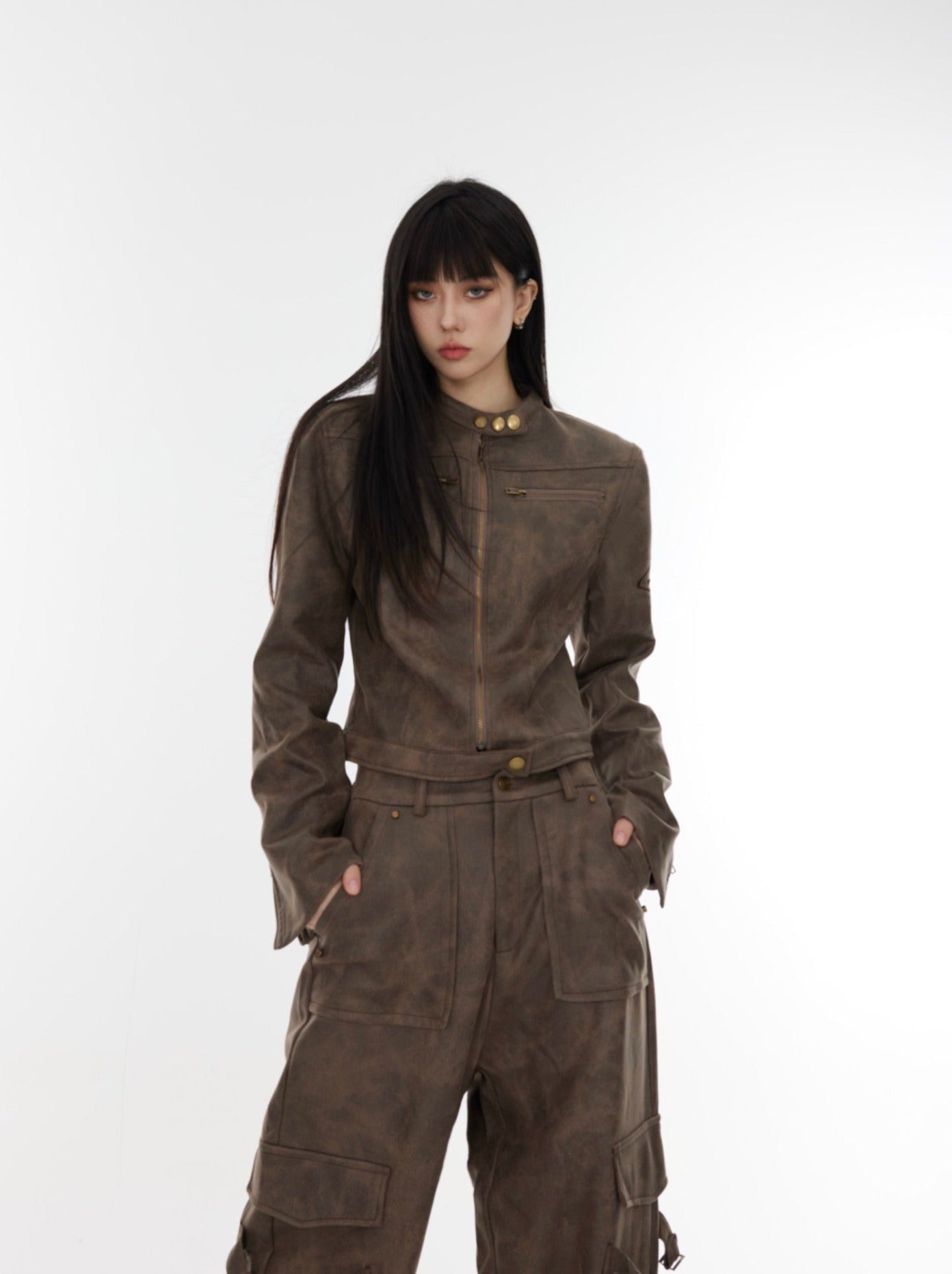 Suede Multi - pocket Motorcycle Cargo Pants - COPPING THREADS - CT Select