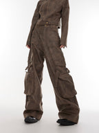 Suede Multi - pocket Motorcycle Cargo Pants - COPPING THREADS - CT Select