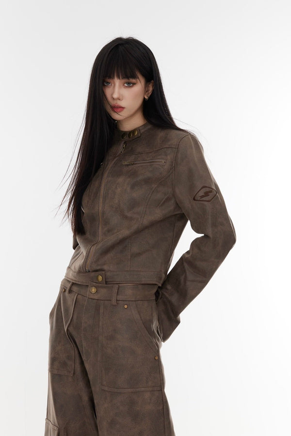 Suede Zipped Motorcycle Jacket - COPPING THREADS - CT Select