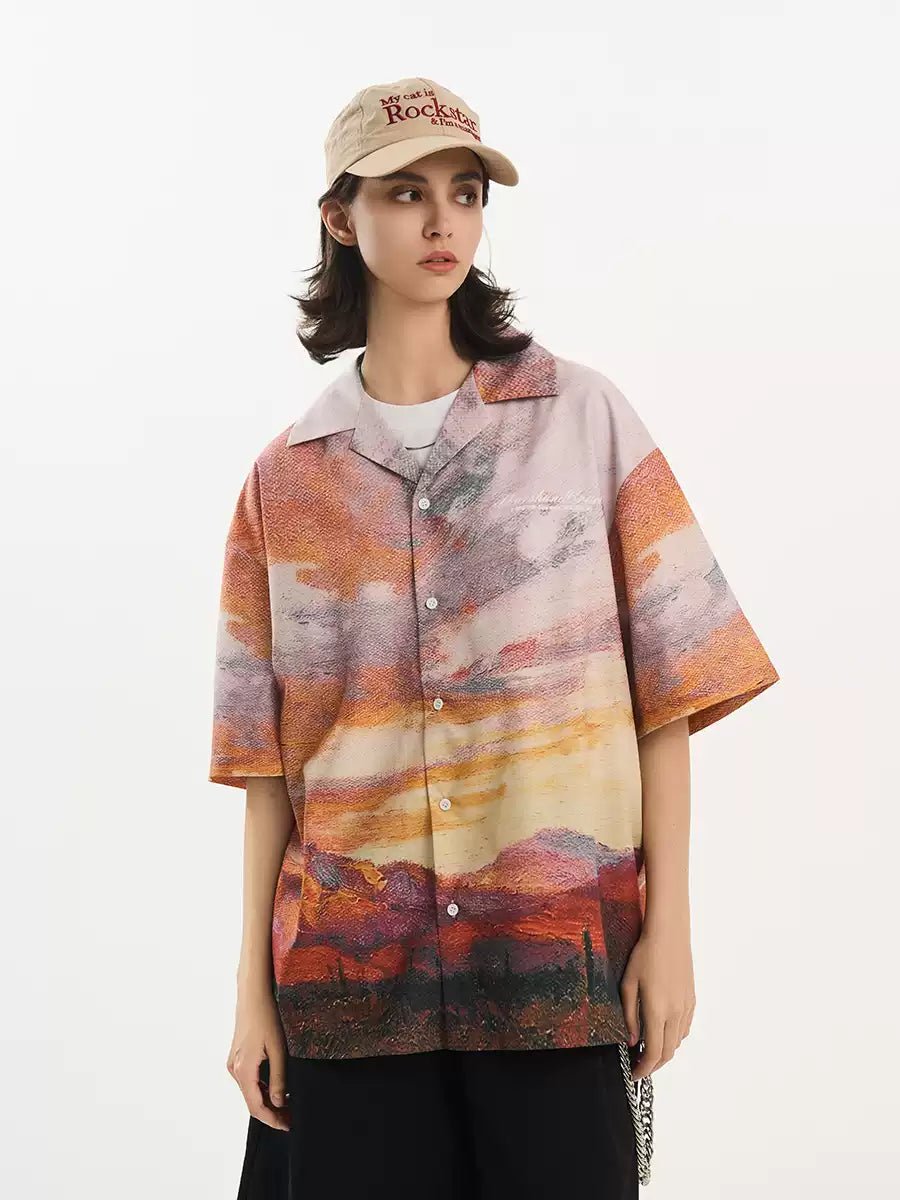 Sunset Oil Painting Print Shirt - COPPING THREADS - Harsh and Cruel