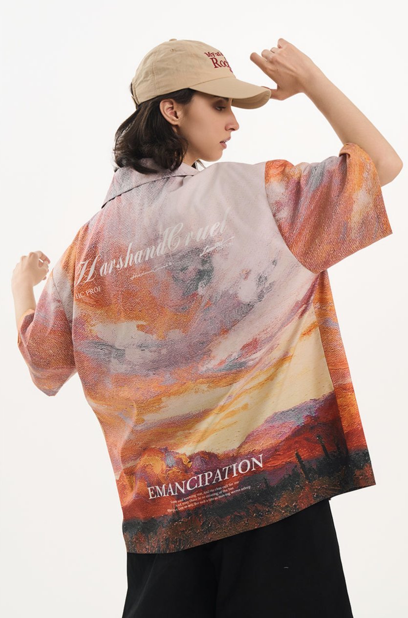 Sunset Oil Painting Print Shirt - COPPING THREADS - Harsh and Cruel