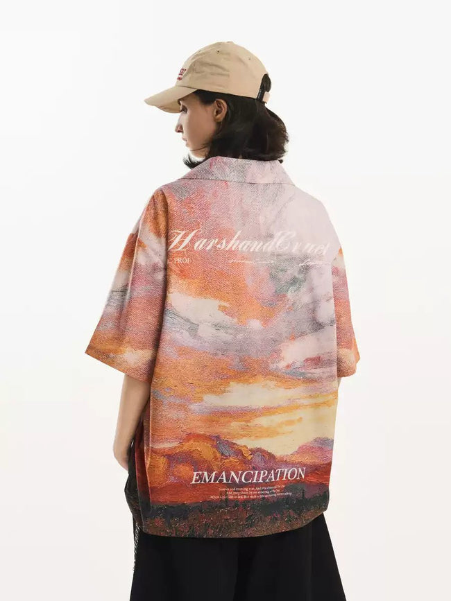 Sunset Oil Painting Print Shirt Main Image