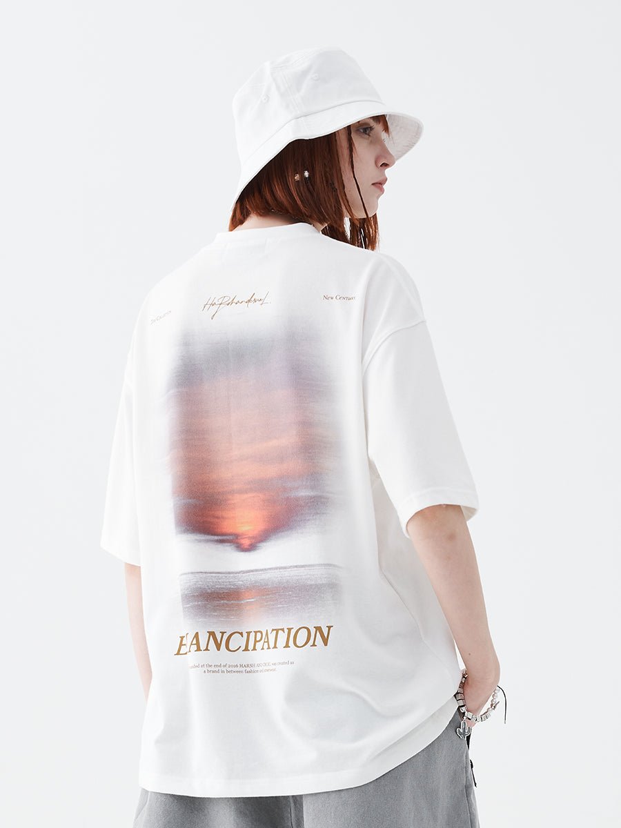 Sunset Print Handwritten Letter Tee - COPPING THREADS - Harsh and Cruel